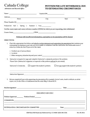 WITHDRAWAL DUE TO EXTENUATING .